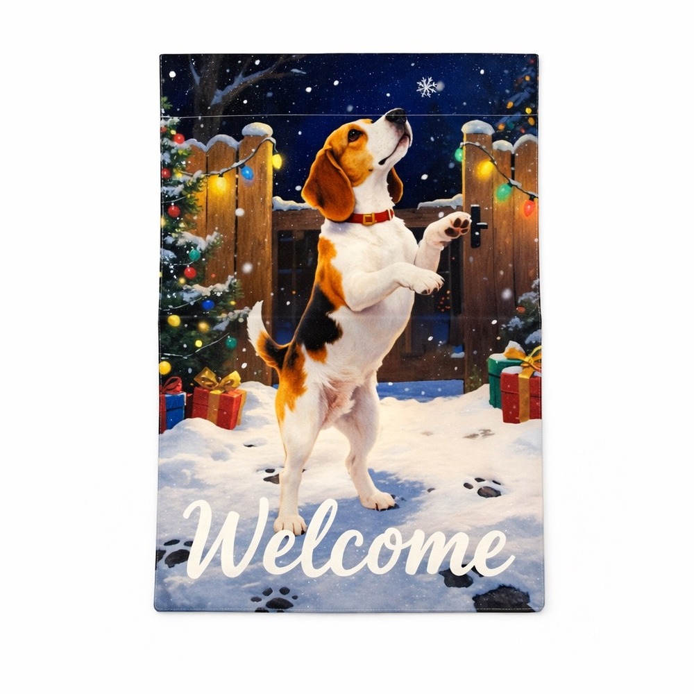 Beagle Christmas Garden Flag 12x18 Winter Welcome Dog Holiday Yard Decor‎ Banner